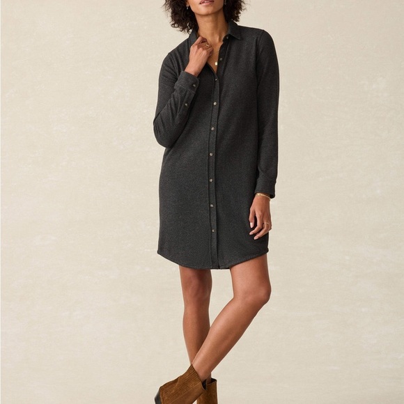 Faherty Dresses & Skirts - Faherty Legend Sweater Dress Heathered Black Twill size Small Soft Staple Casual
